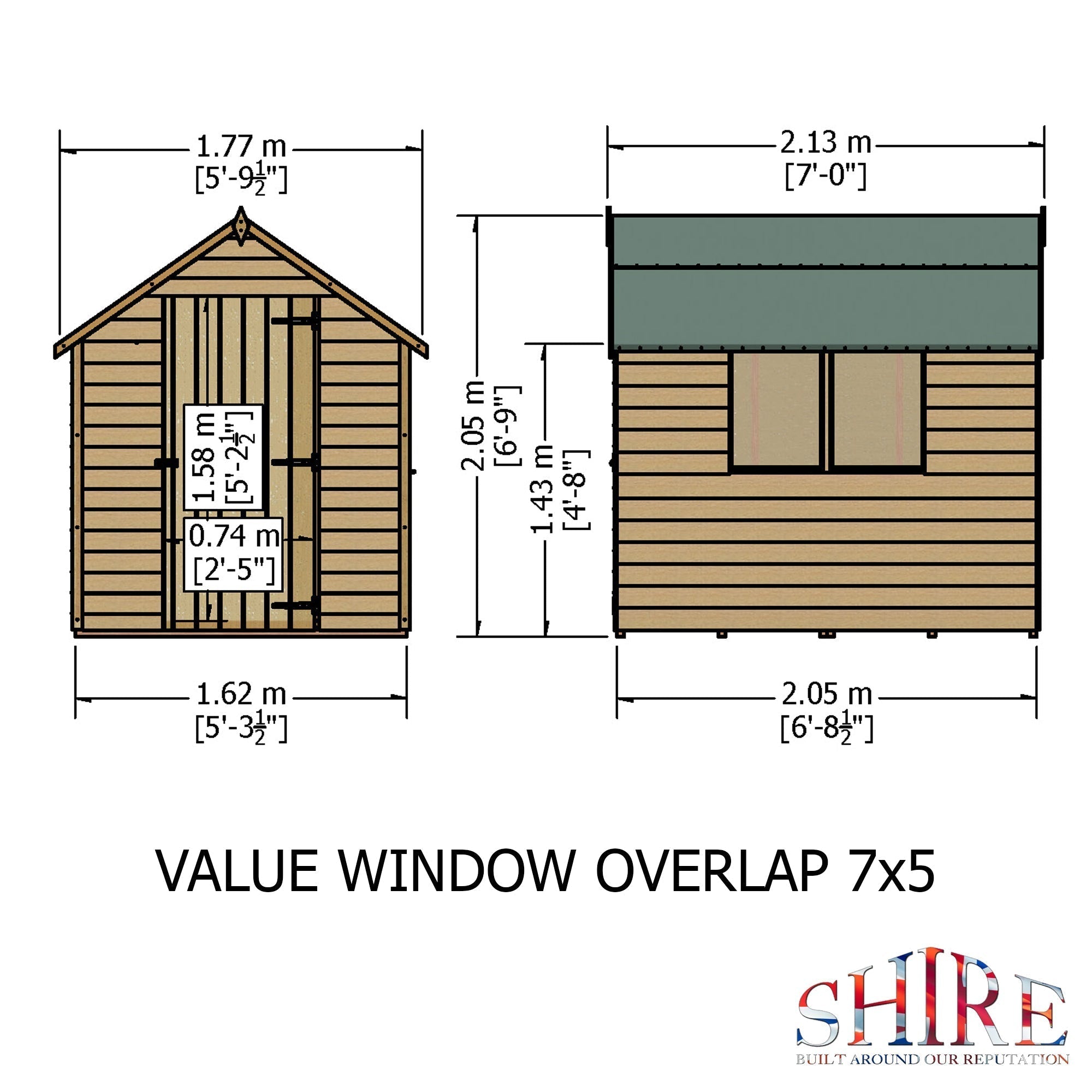 Shire Overlap 7x5 Economy with Window Storage Shed