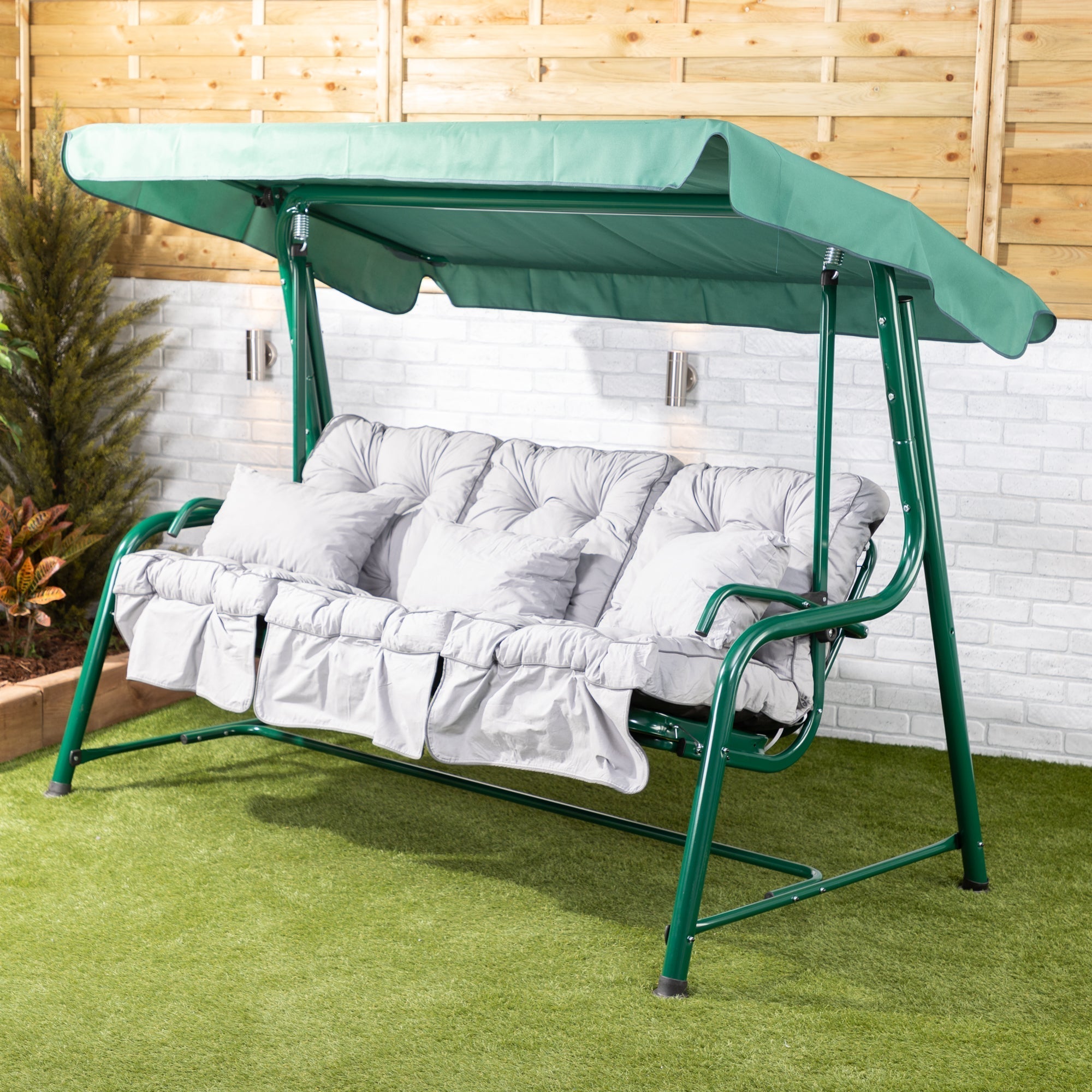 Alfresia Turin 3 Seater Reclining Garden Swing Seat | Classic Cushions