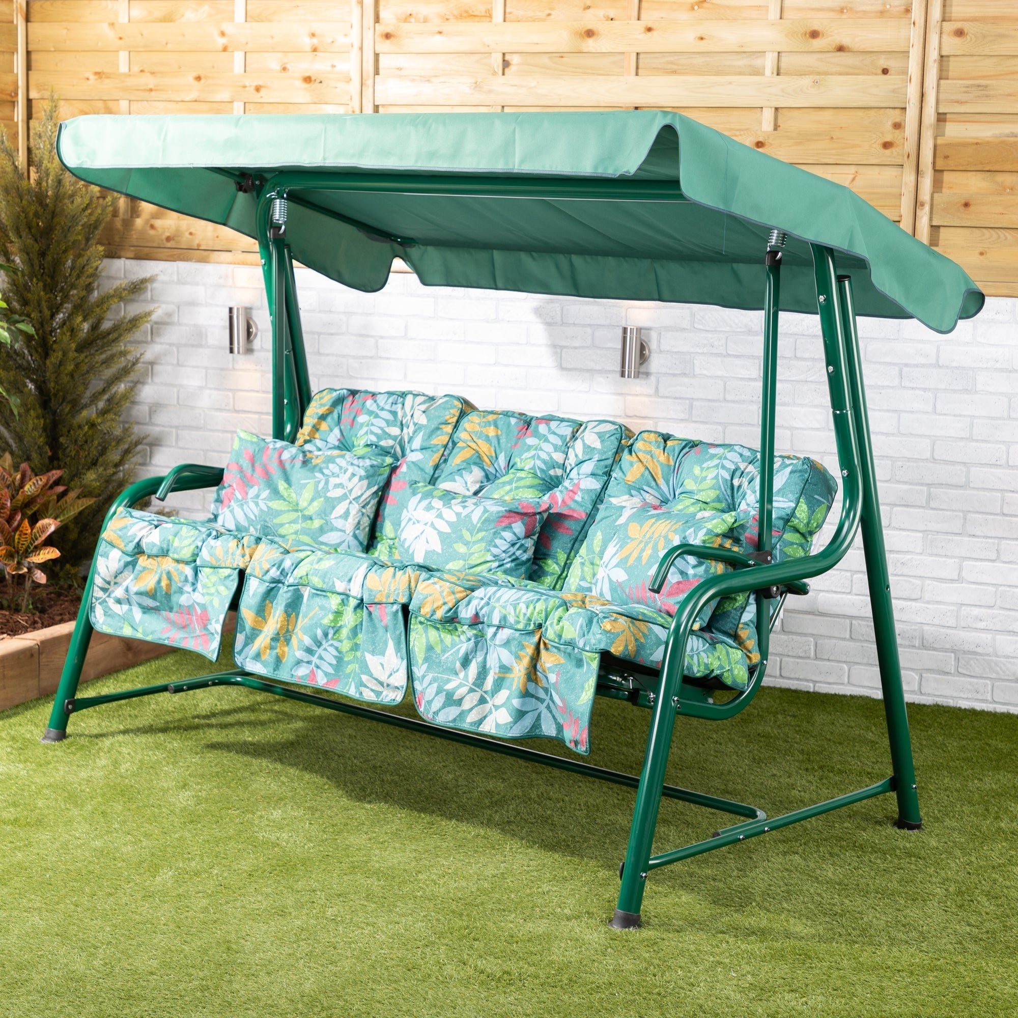Alfresia Turin 3 Seater Reclining Garden Swing Seat | Classic Cushions