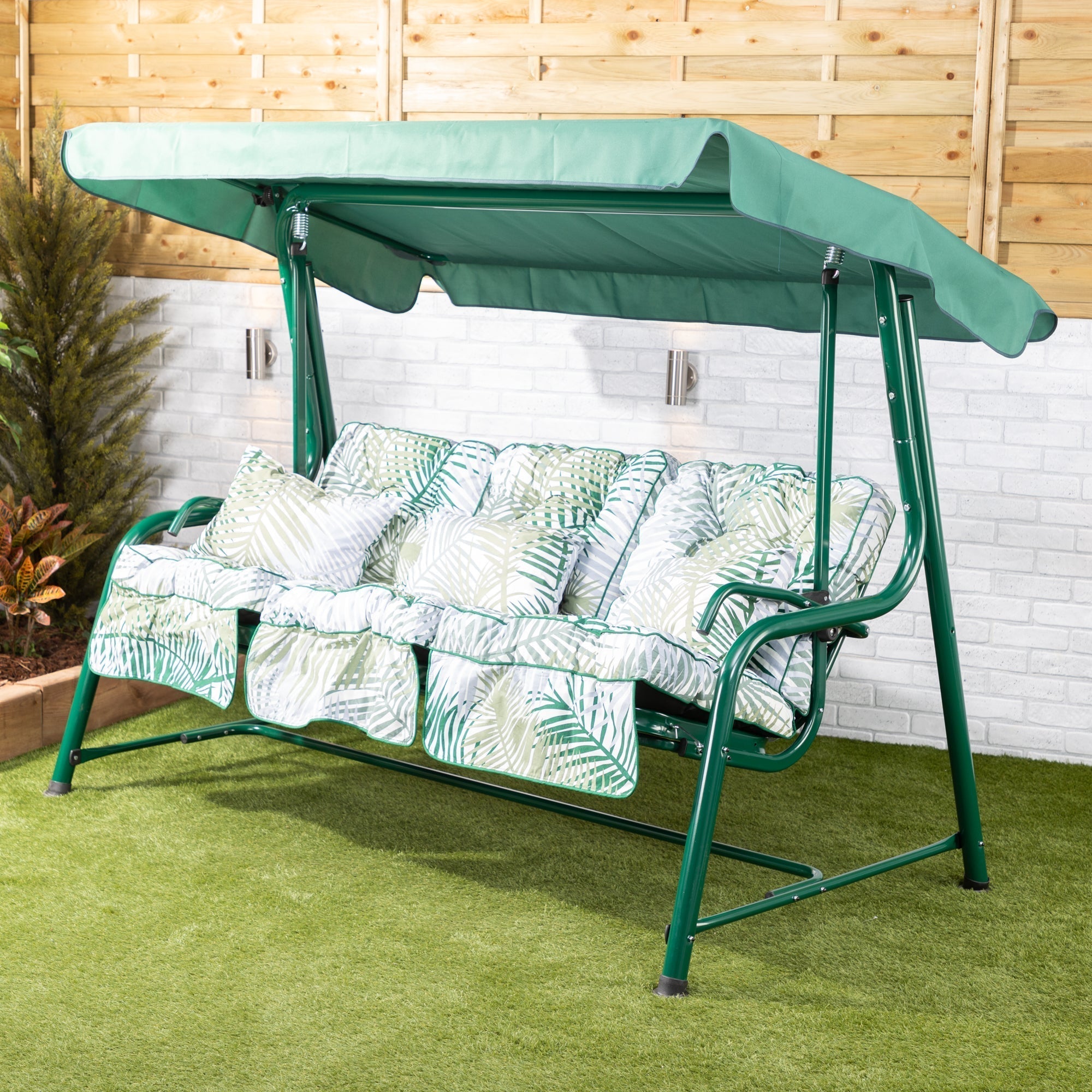 Alfresia Turin 3 Seater Reclining Garden Swing Seat | Classic Cushions