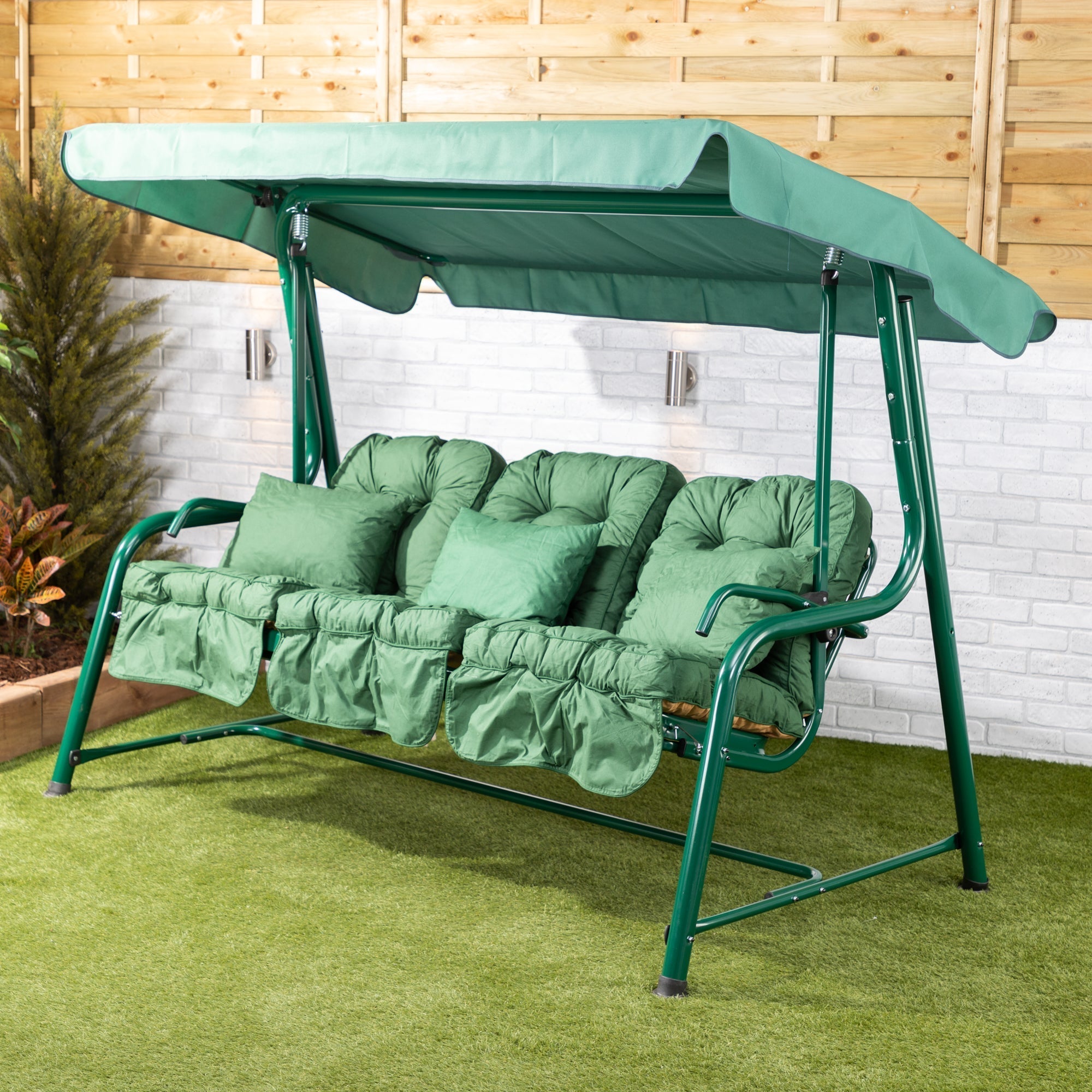 Alfresia Turin 3 Seater Reclining Garden Swing Seat | Classic Cushions