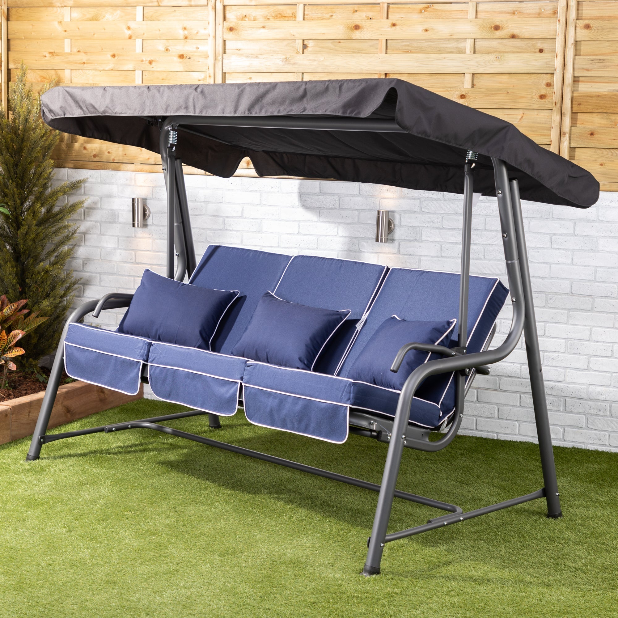 Alfresia Turin 3 Seater Reclining Garden Swing Seat | Luxury Cushions