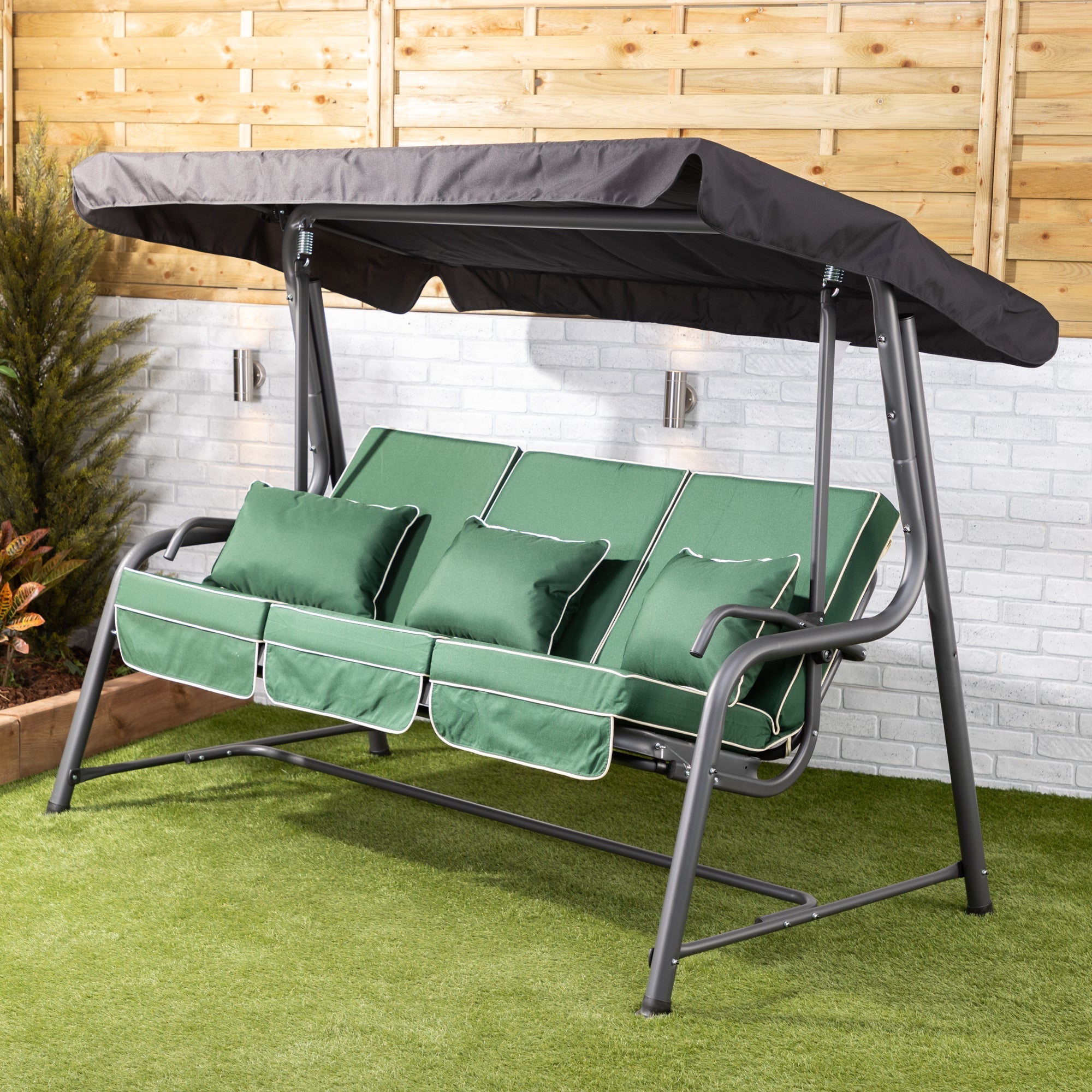 Alfresia Turin 3 Seater Reclining Garden Swing Seat | Luxury Cushions