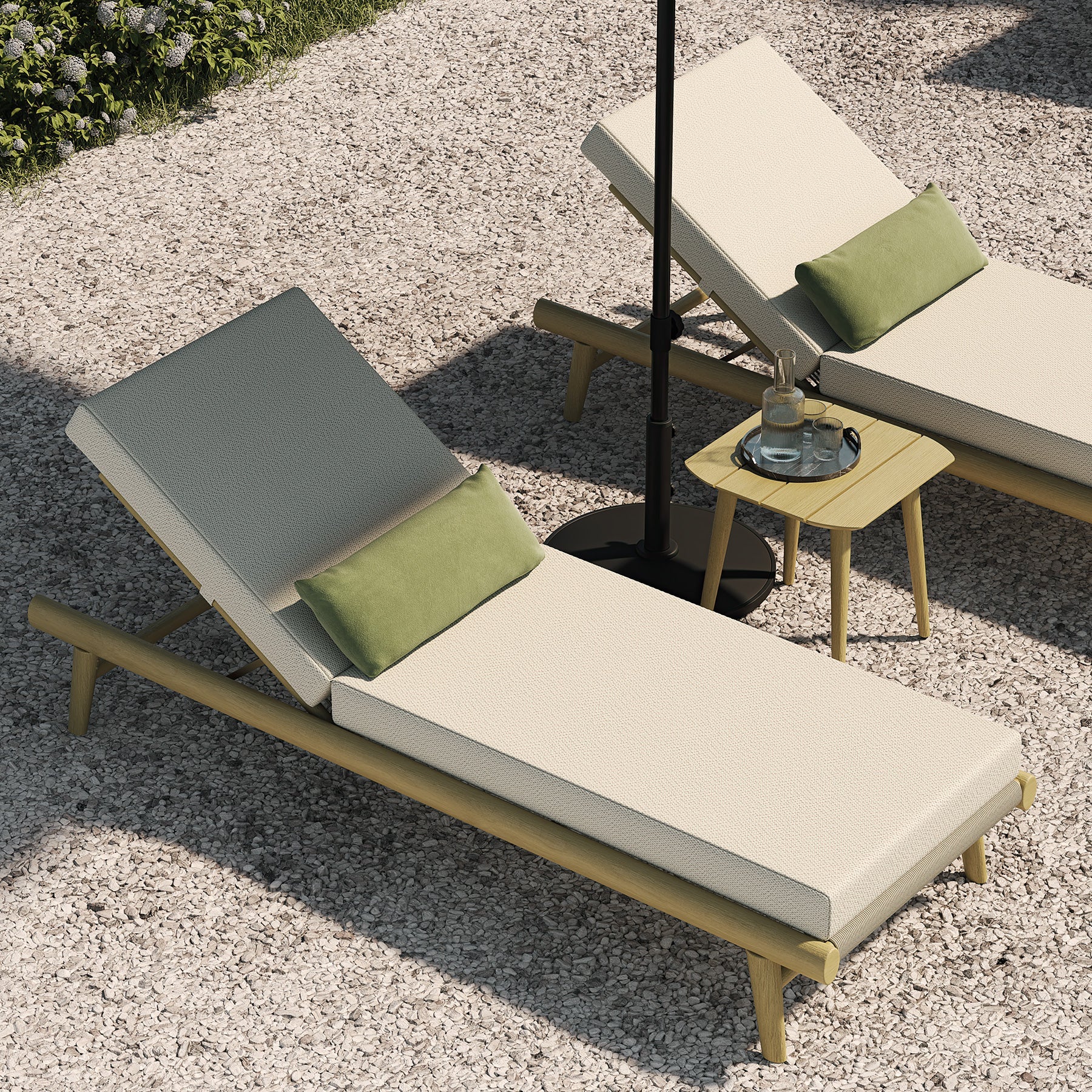 N1 Sun Lounger Light Teak