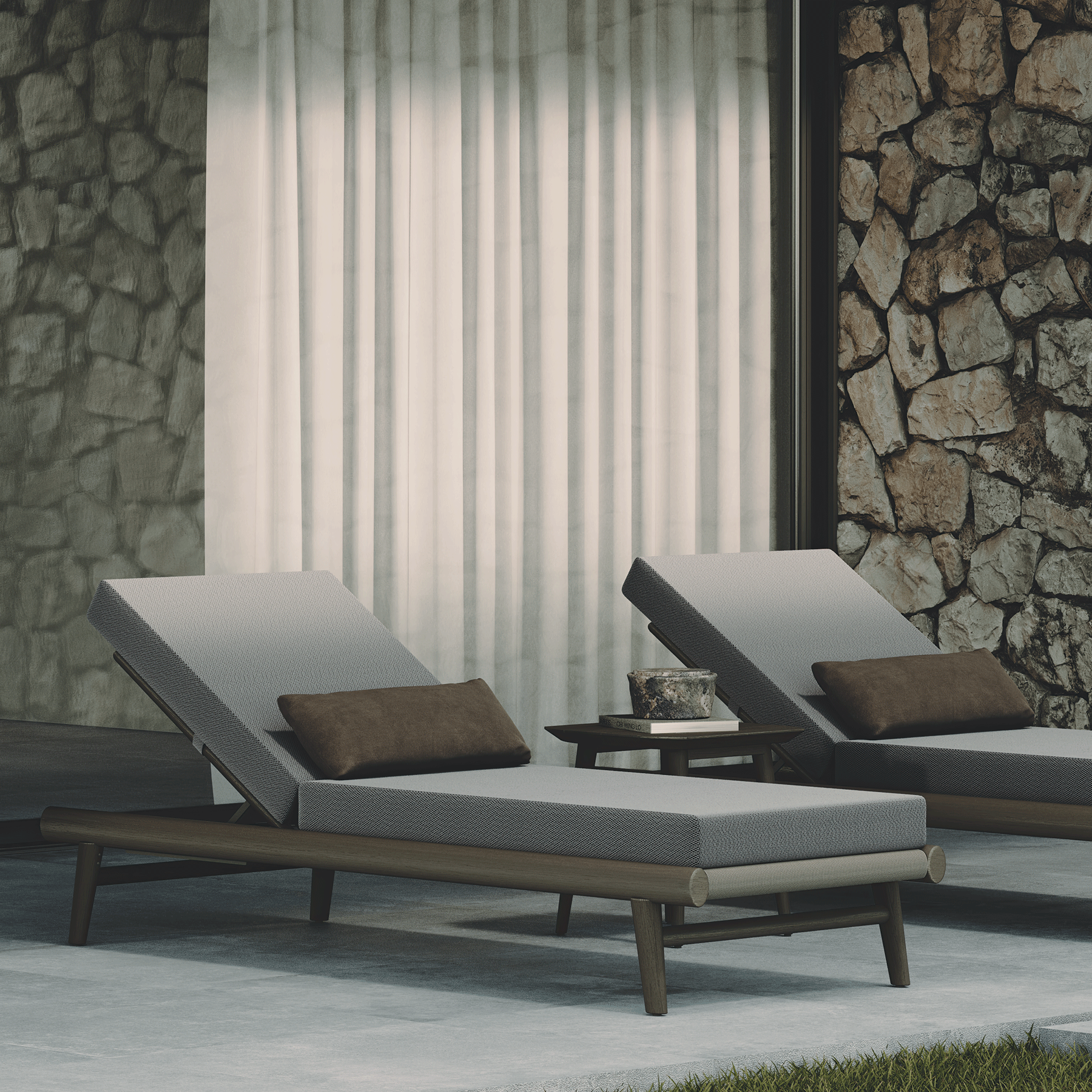 N1 Sun Lounger Dark Teak