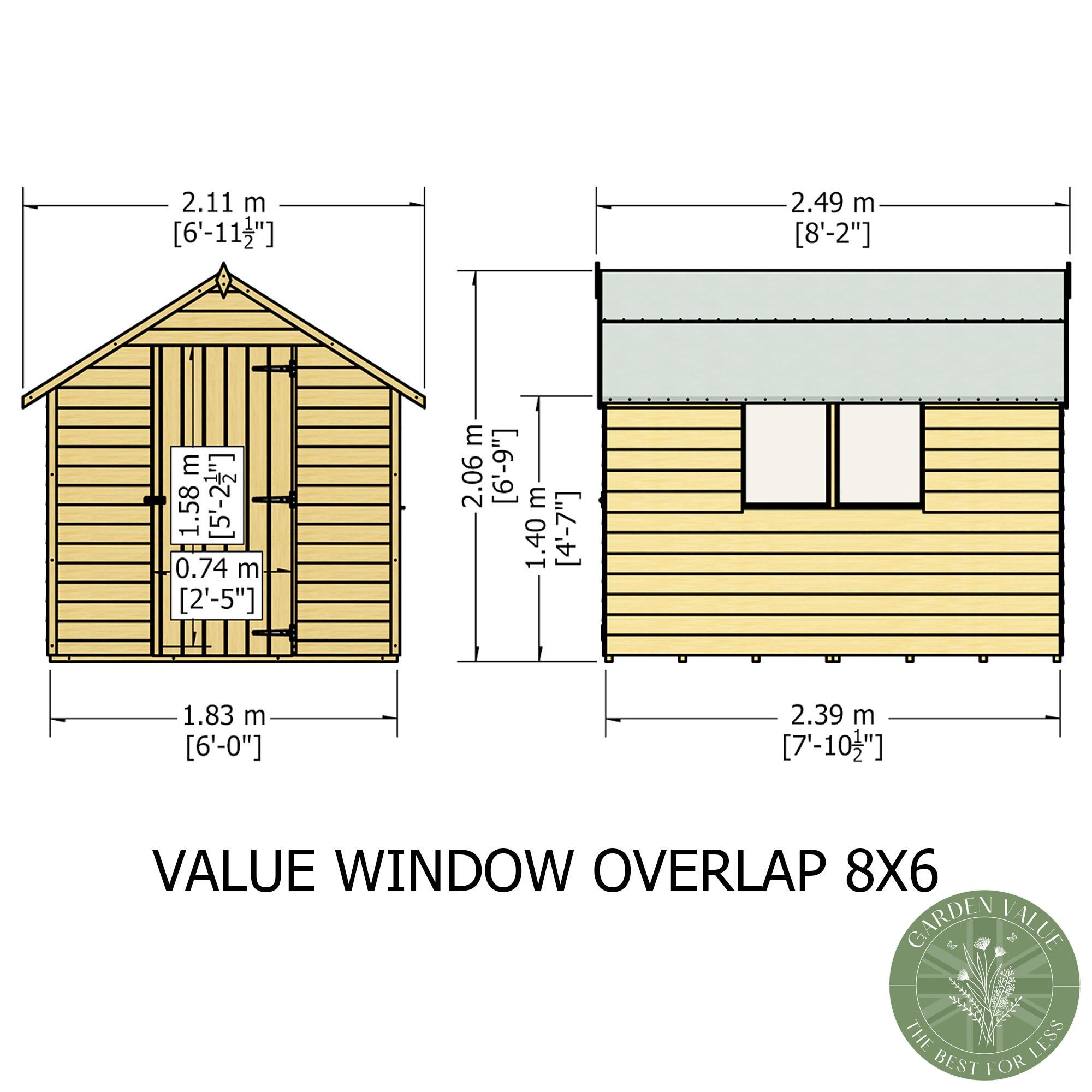 Shire Overlap 8x6 Value with Window Storage Shed