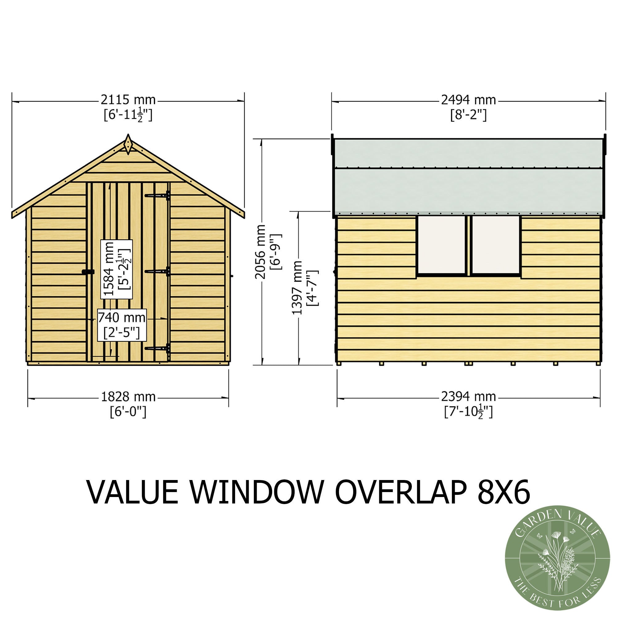 Shire Overlap 8x6 Value with Window Storage Shed