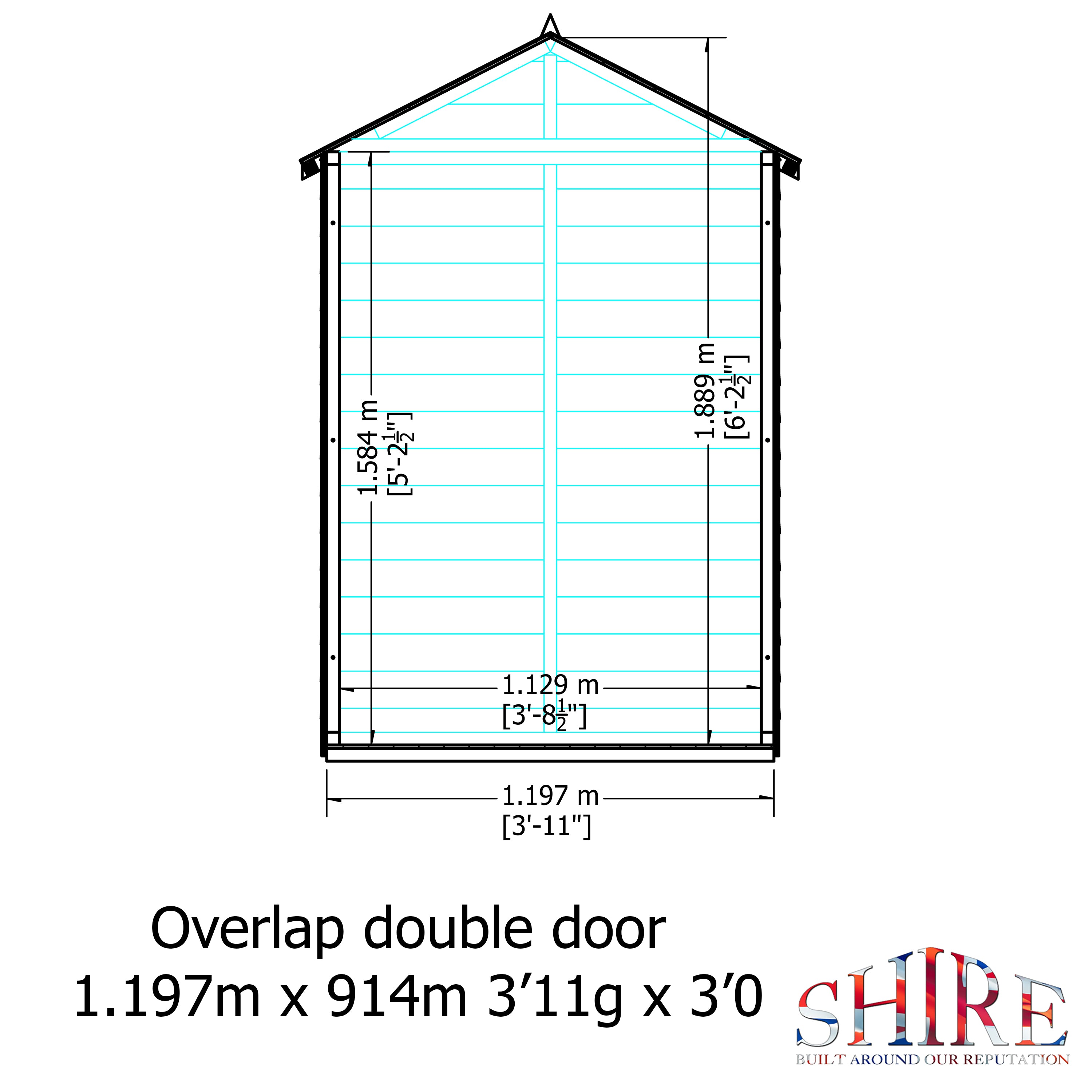 Shire Overlap Double Door 4x3 Storage Shed