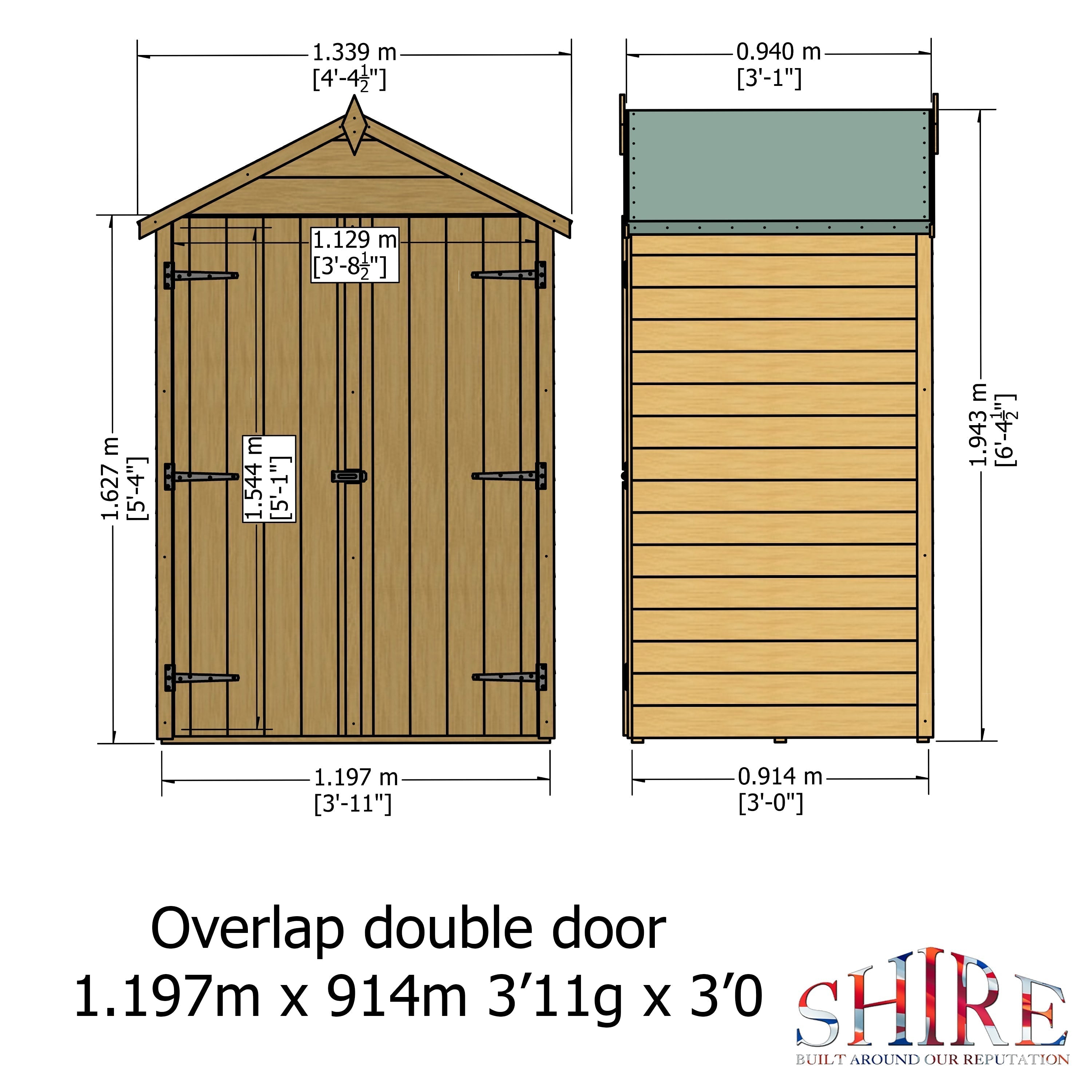 Shire Overlap Double Door 4x3 Storage Shed