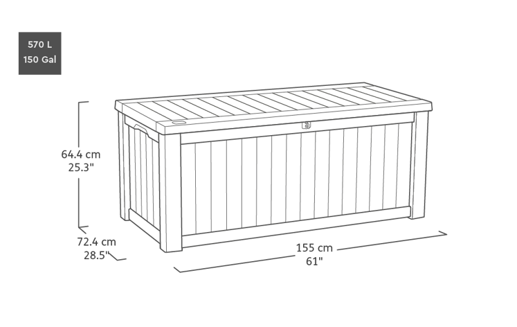 Keter Rockwood 570L Storage Box - Grey